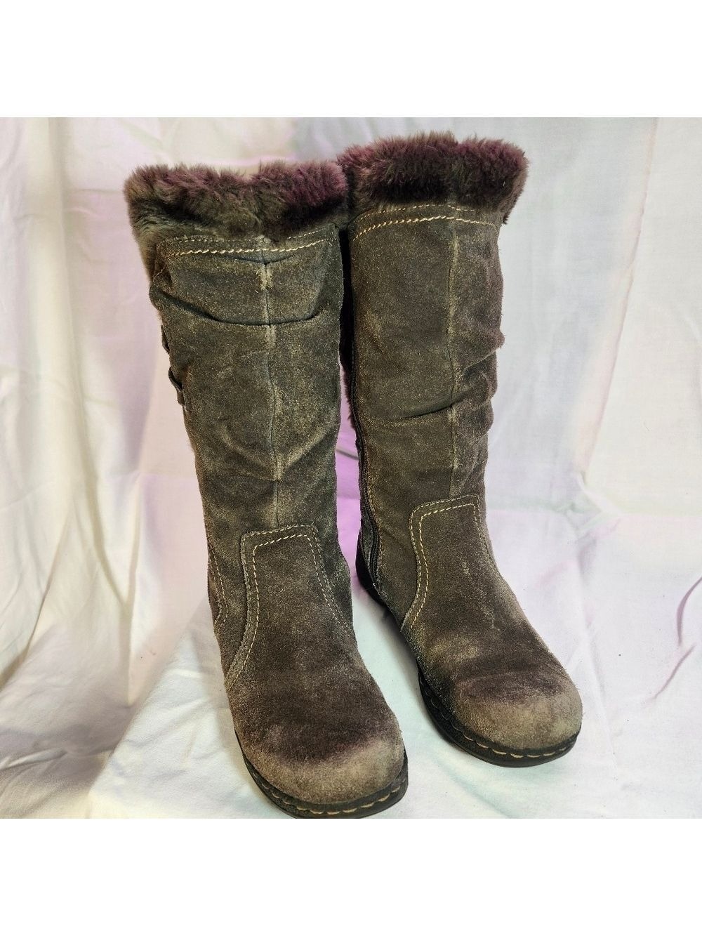 Bass Denver Suede Leather Faux Fur Boots Sz 7